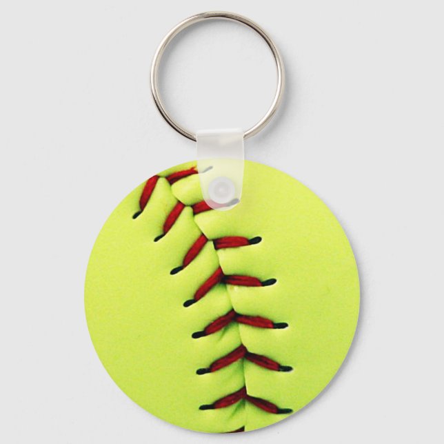 Yellow softball ball keychain (Front)
