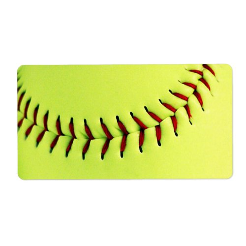 Yellow softball ball label