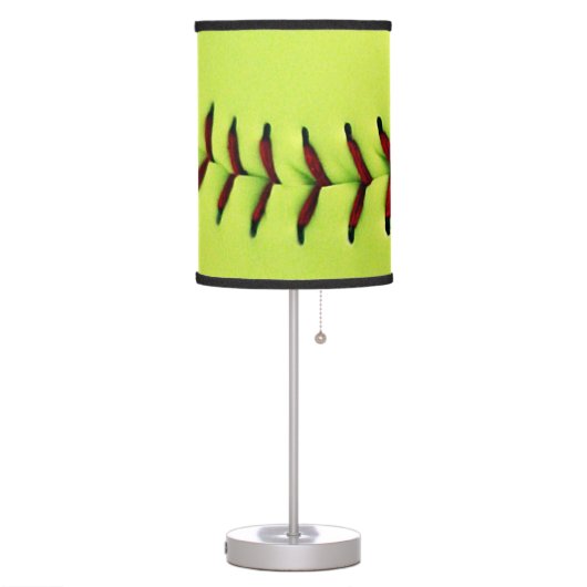 Yellow softball ball table lamp (Left)