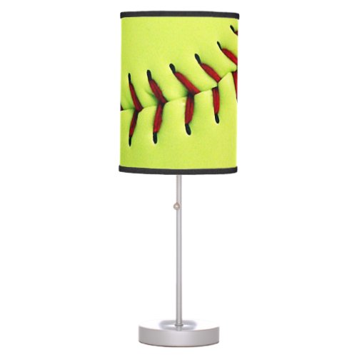 Yellow softball ball table lamp