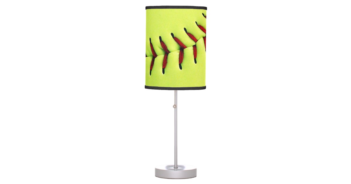 Yellow softball ball table lamp Zazzle