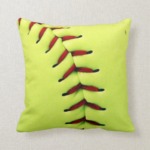 Yellow softball ball throw pillow