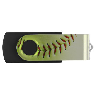 Yellow softball ball USB flash drive