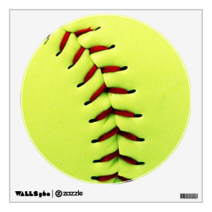 Yellow softball ball wall decal