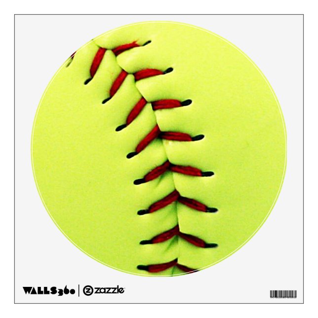 Yellow softball ball wall decal (Front)