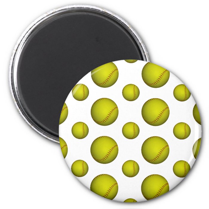 Yellow Softball / Baseball Pattern Magnets