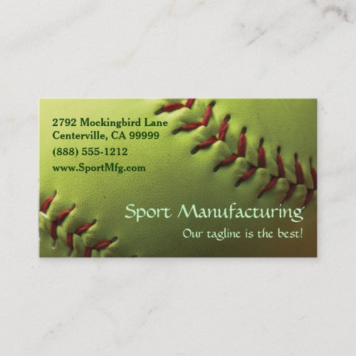 Yellow Softball Business Card