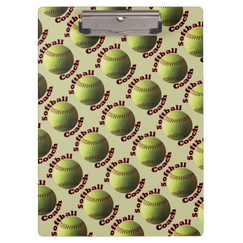 Yellow Softball Coach Clipboard