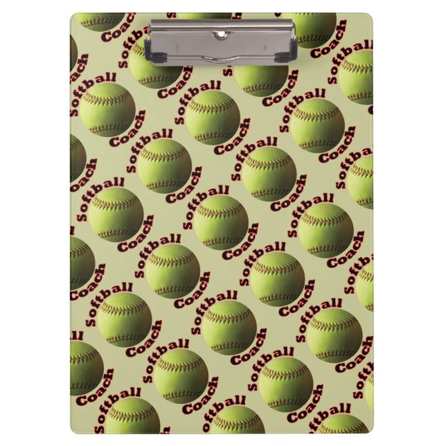Yellow Softball Coach Clipboard (Front)