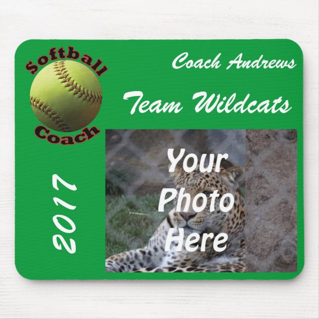 Yellow Softball Coach Mouse Pad (Front)