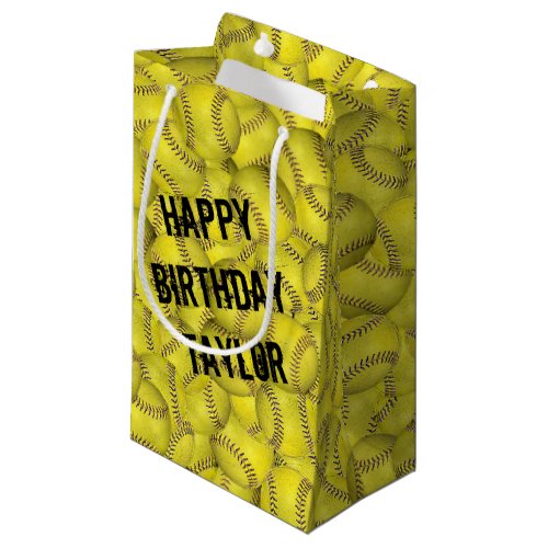 yellow softball collection birthday small gift bag