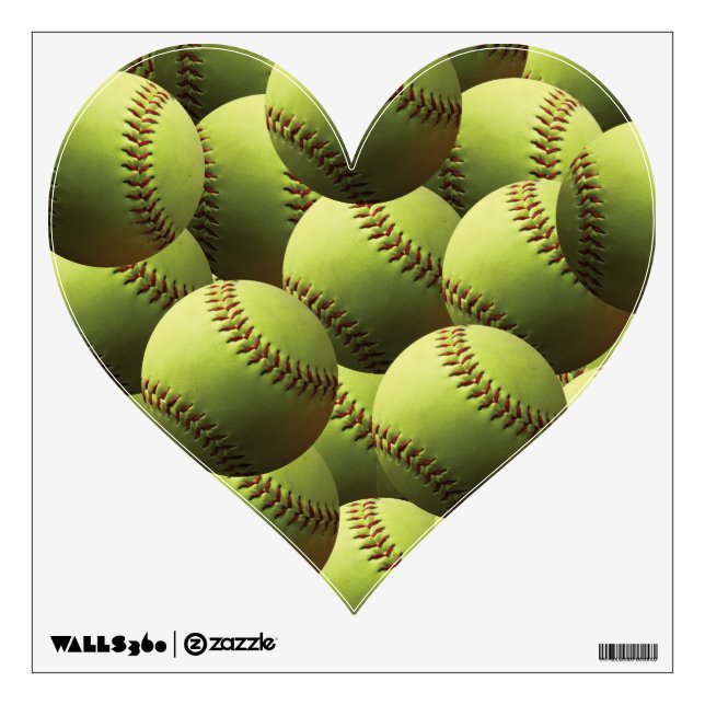 Yellow Softball Cover Wall Sticker (Front)