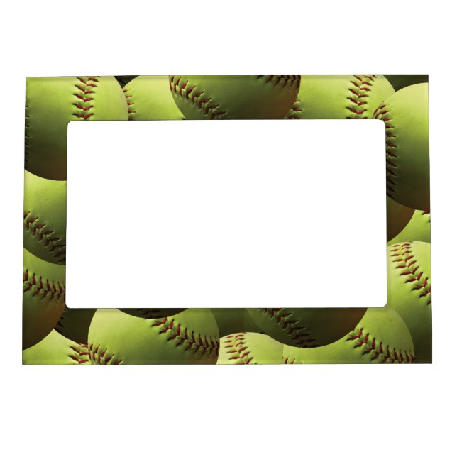 Yellow Softball Eternally Magnetic Picture Frame (Front)