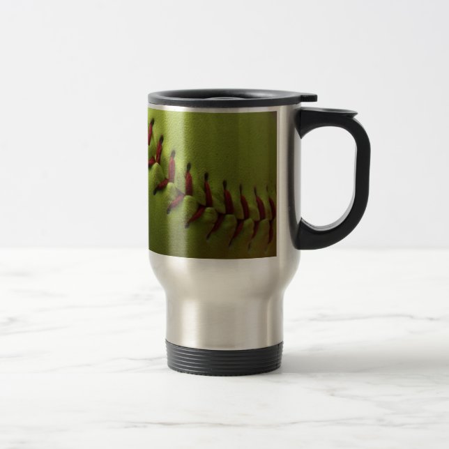 Yellow Softball Fan Travel Mug (Right)