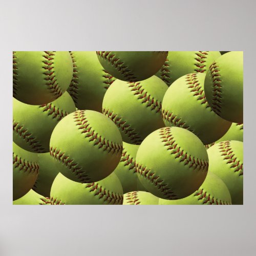 Yellow Softball Fastpitch Multiball Poster