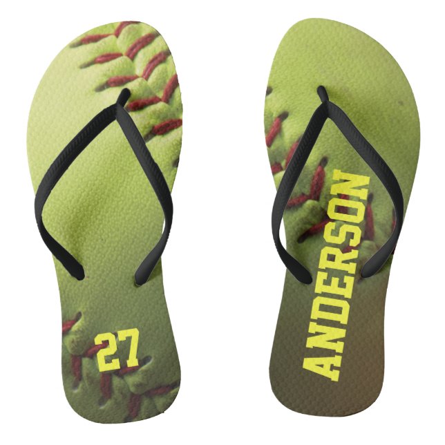 Yellow Softball Flip Flops (Footbed)