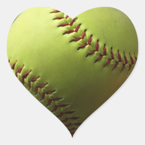 Yellow Softball Heart Sticker