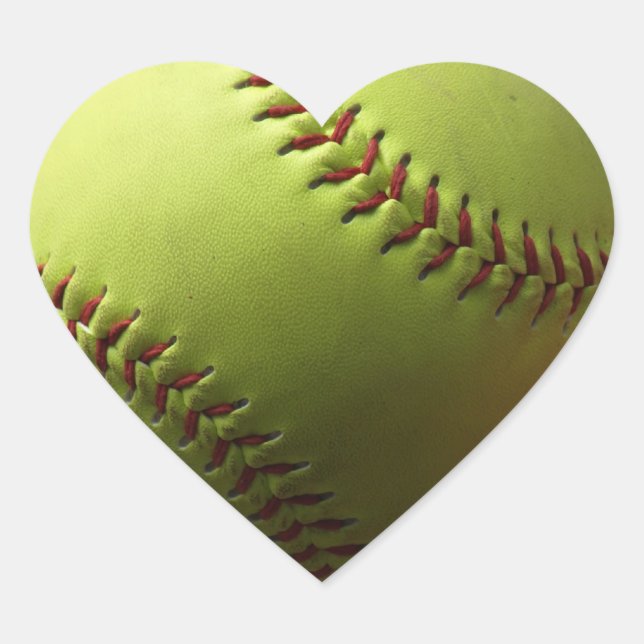 Yellow Softball Heart Sticker (Front)