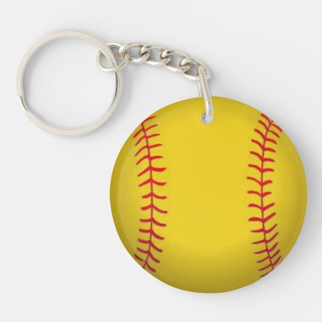 Yellow Softball Image Keychain (Front)