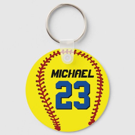 Yellow Softball Keychain For Sports Fan Or Athlete
