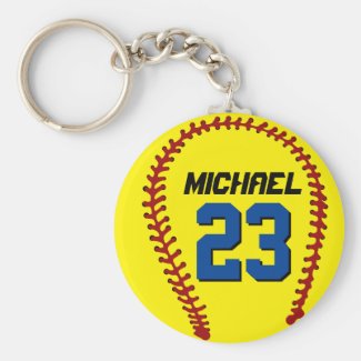 Yellow Softball Keychain for Sports Fan or Athlete