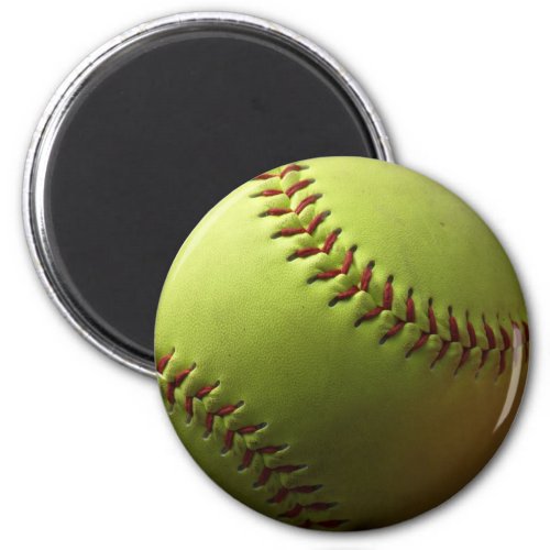 Yellow Softball Mini Magnet