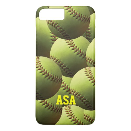Yellow Softball Multi with Name or Initials iPhone 8 Plus7 Plus Case