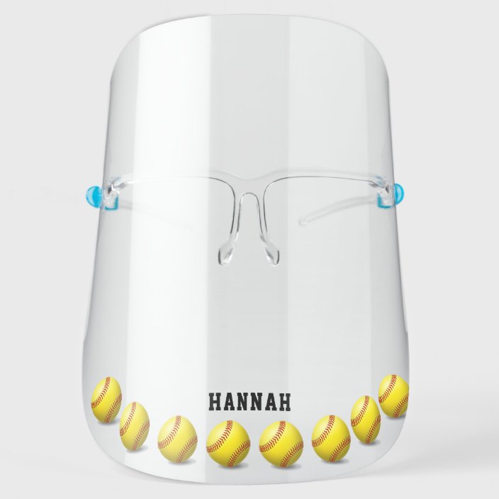 Yellow Softball Name Face Shield