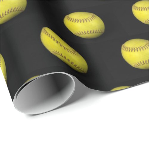yellow softball on black wrapping paper