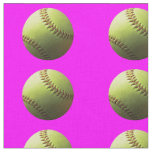 Yellow Softball on Pink Fabric
