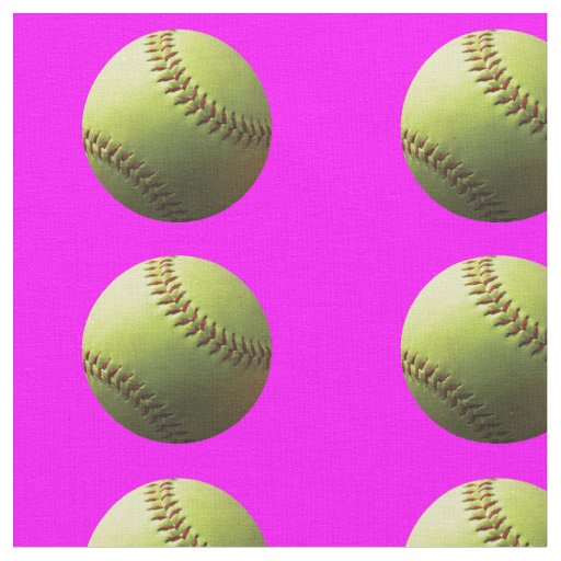 Yellow Softball on Pink Fabric