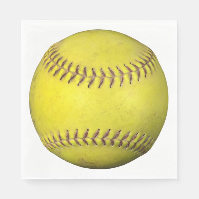 Yellow Softball On White Napkins (Front)