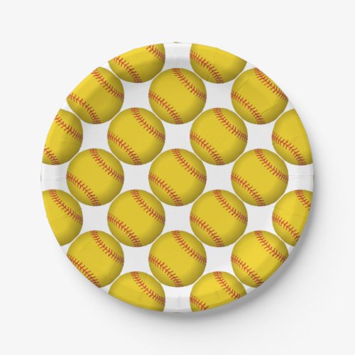 Yellow Softball Paper Plates