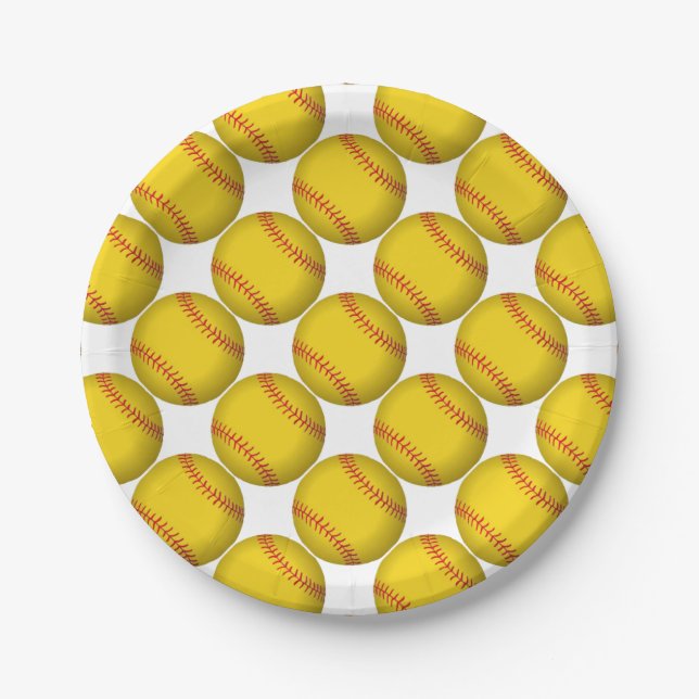Yellow Softball Paper Plates (Front)