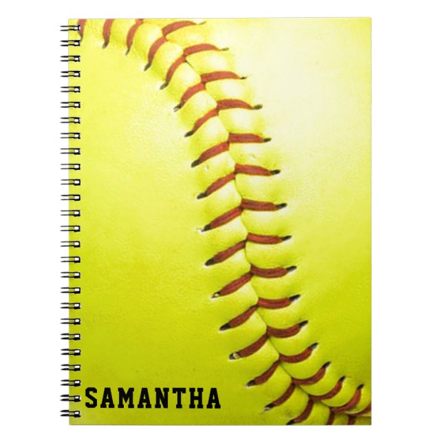 Yellow Softball Personalized Notebook (Front)