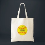 Yellow Softball Player Name Team Number Sports Tote Bag<br><div class="desc">This custom tote bag features a yellow softball personalized with your player's name, team name and number. Makes an awesome gift for all the player's on the team, coach of your favorite softball player. Check out our other Softball themed products by clicking on the Colorfulgalshop logo below. Thanks for stopping...</div>