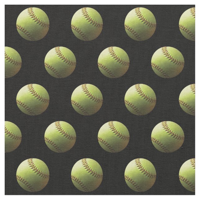 Yellow Softball Sport Ball Fabric (Close Up)