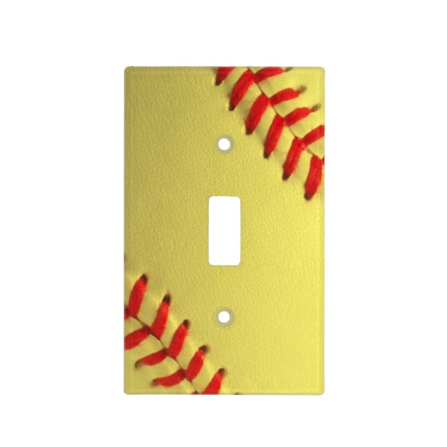 Yellow Softball sport themed Light Switch Cover (Front)