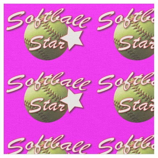 Yellow Softball Star on Pink Fabric