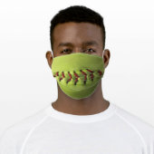 Yellow Softball Stitches Adult Cloth Face Mask (Worn)