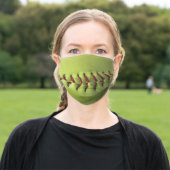 Yellow Softball Stitches Adult Cloth Face Mask (Outside)