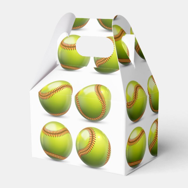 Yellow Softball Theme Birthday Party  Favor Boxes (Front Side)