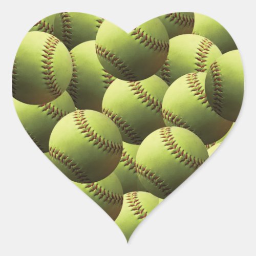 Yellow Softball Tons of Balls Heart Sticker