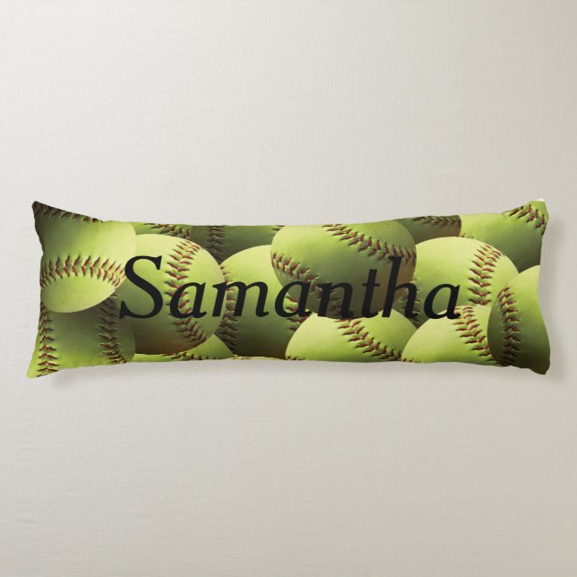 Yellow Softball Wallpaper Body Pillow (Front)