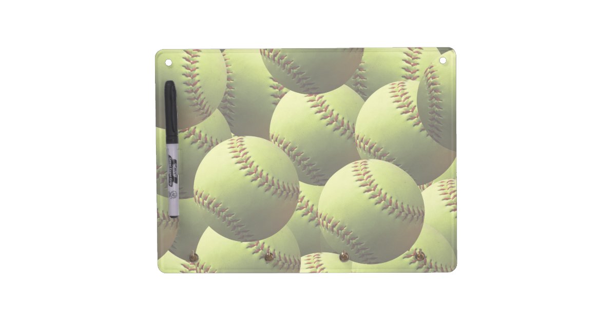 Yellow Softball Wallpaper Dry Erase Board With Keychain Holder Zazzle