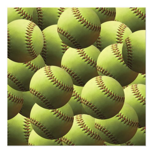 Yellow Softball Wallpaper Photo Print