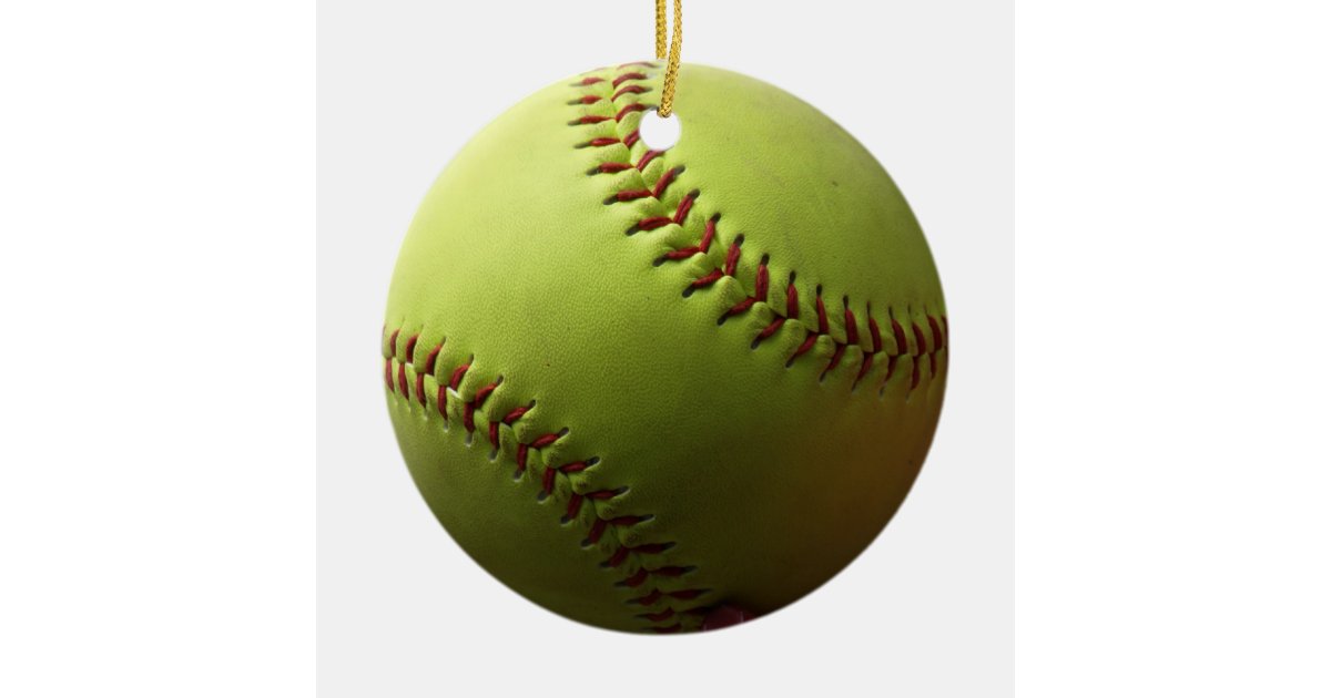 Yellow Softball Whole Ball Ceramic Ornament Zazzle
