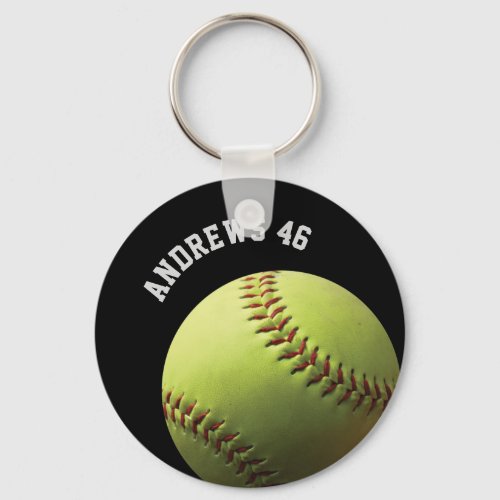 Yellow Softball with Name or Text Keychain