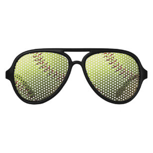 Yellow Softball with Stitching Aviator Sunglasses