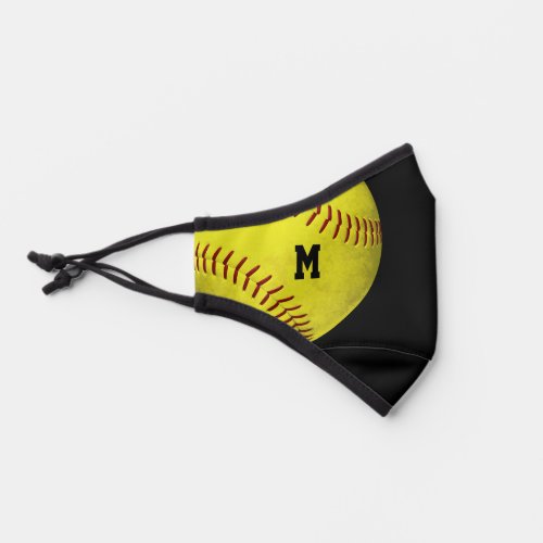 yellow softball with varsity stripes monogrammed premium face mask